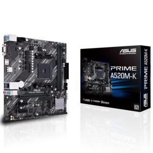 ASUS Prime A520M-K (AMD AM4 DDR4 Socket for AMD Ryzen 5000/5000 G/ 4000 G/ 3000) Micro ATX Motherboard with M.2 Support 1Gb Ethernet HDMI/D-Sub SATA 6Gbps and USB 3.2 Gen 1 Type-A