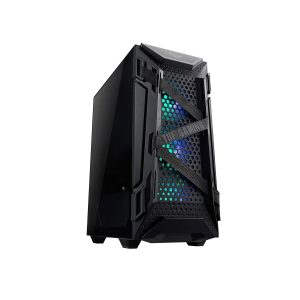 ASUS TUF Tempered Glass Gaming GT301 Mid-Tower Compact Case for ATX Motherboards with Honeycomb Front Panel, 120mm Aura Addressable RBG Fans and 360mm Radiator Support, 2 x USB 3.2, Black