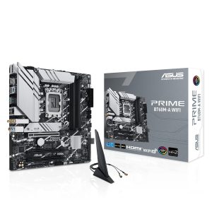ASUS Prime B760M-A WiFi Intel LGA 1700 mATX Motherboard with PCIe 4.0, DDR5, Two M.2 Slots, 2.5Gb Ethernet, Wi-Fi 6, DisplayPort, HDMI, SATA 6Gbps, Rear USB 3.2 Gen 2, Front USB 3.2 Gen 1 Type-C