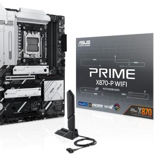 ASUS Prime X870-P WiFi AMD AM5 X870 ATX Motherboard 14+2+1 80A DrMOS Power Stages, DDR5, PCIe 5.0, PCIe 5.0 x16, Q-Release, 4X M.2, Wi-Fi 7, Q-Antenna, 2.5Gb LAN, USB4®, USB Type-C®, BIOS Flashback™